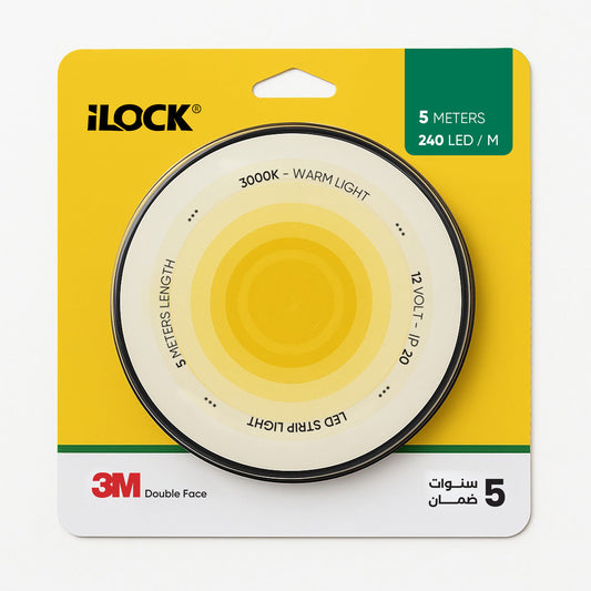 آي لوك iLock شريط LED إضاءة | 3000K | 5 متر | 240 LED ليد ( Use مع باور سبلاي / مزود طاقة Only) - SKU آي لوك iLock-7323