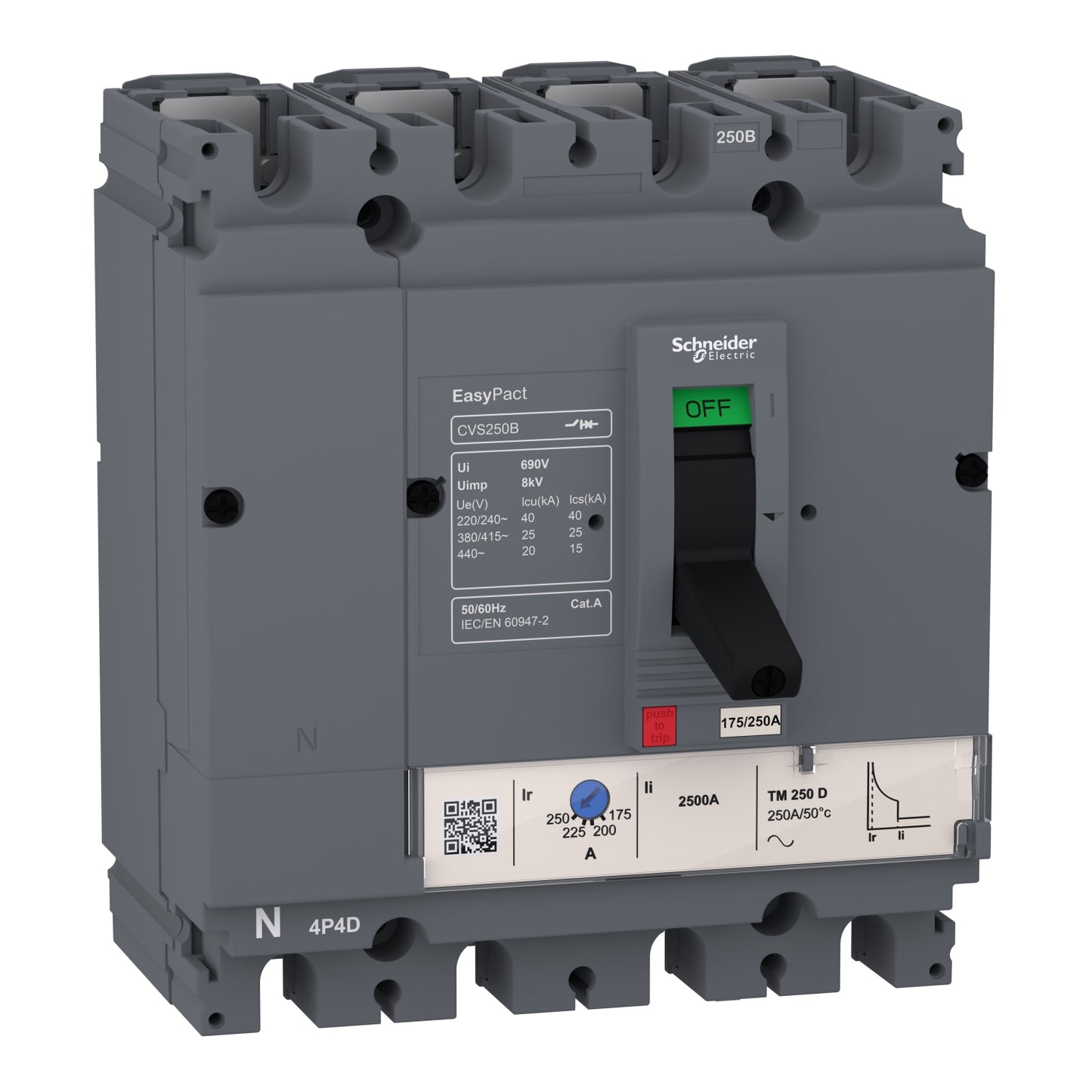 شنايدر إلكتريك Schneider LV516633 EasyPact CVS MCCB قاطع اتوماتيك, 4P 4 قطب 4D | قاطع MCCB اتوماتيك علبة مصبوبة