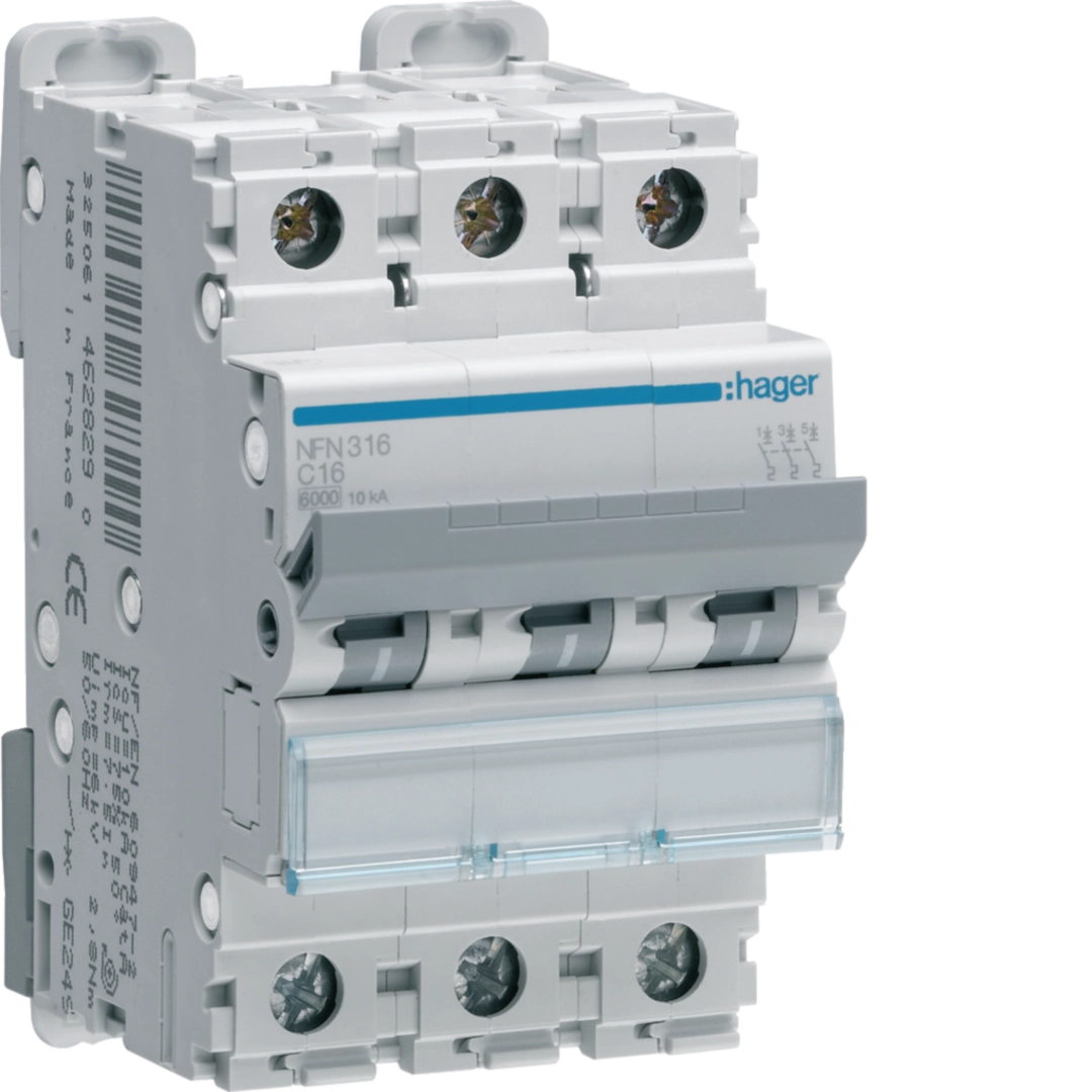 هاجر Hager هاجر Hager-nf-3P 3 قطب-miniature-circuit-breakers-10kA قدرة قطع-c-منحنى product image