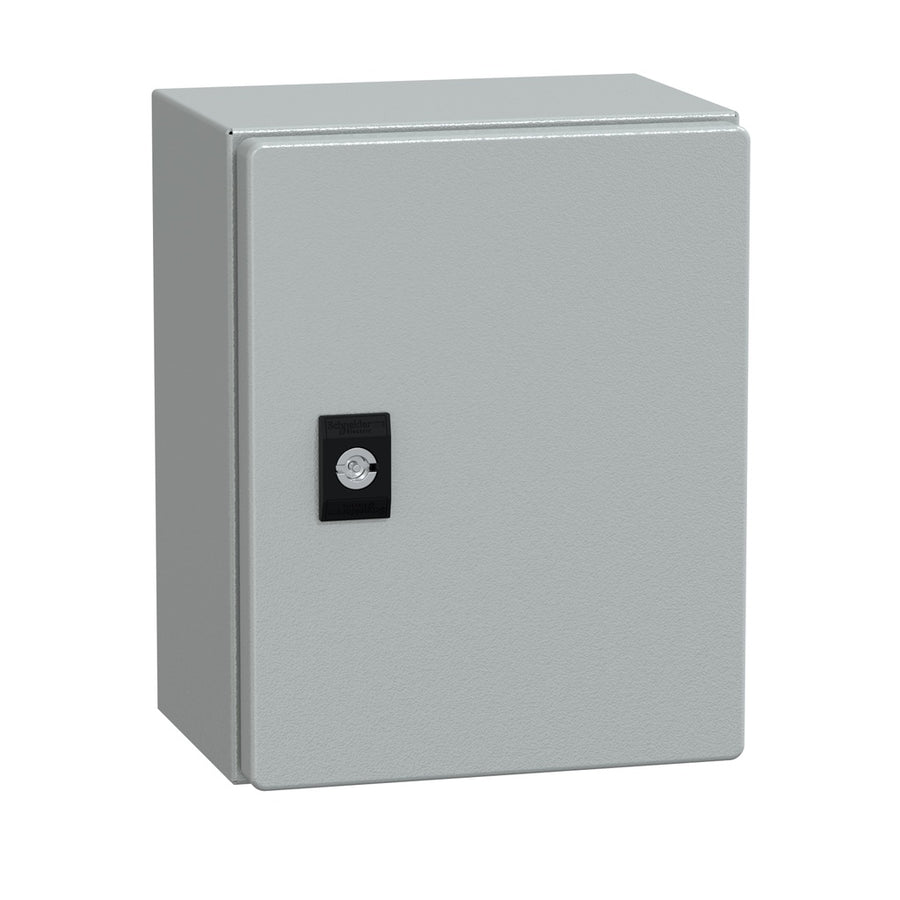 Schneider Electric NSYCRN252150 | Spacial CRN Steel Enclosure H250xW200xD150, IP66, IK10, No Mounting Plate