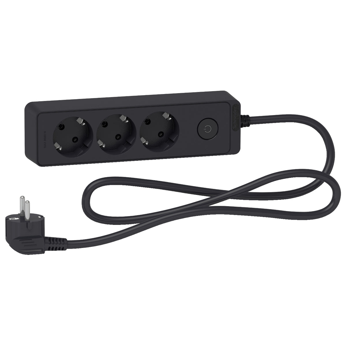 Schneider Electric ST9431B Unica Extend Power Strip 3 Schuko Outlets Switched 1.5m Cable Anthracite – مشترك كهرباء شنايدر ST9431B