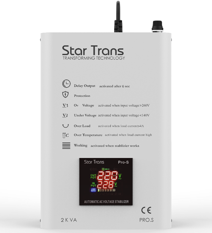 Star Trans PRO-S Servo استبليزر / مثبت جهد PRO-S-1PH-2KVA 2KVA فردي Phase