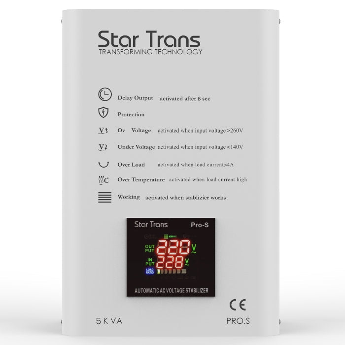 Star Trans PRO-S Servo استبليزر / مثبت جهد PRO-S-1PH-5KVA 5KVA فردي Phase