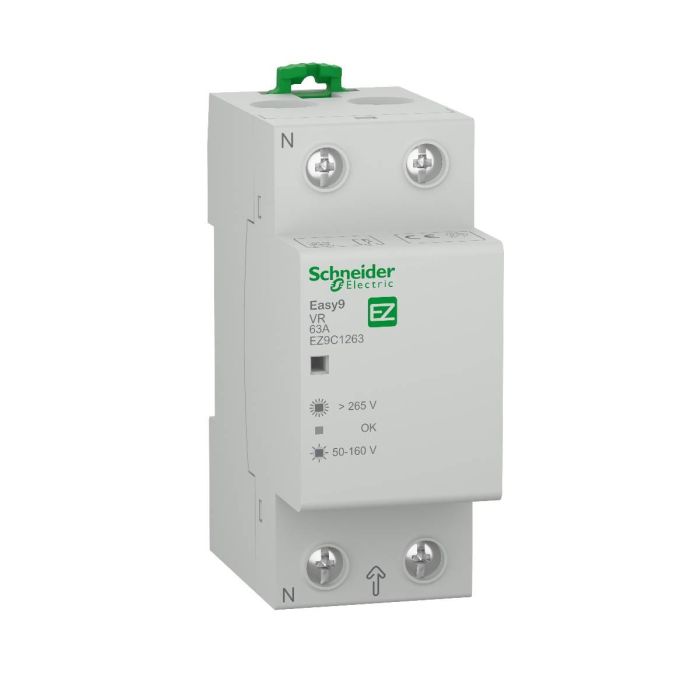 Schneider Electric EZ9C1263 Easy9 Voltage Protection Relay | 2P, 63A, Over/Under Voltage Protector