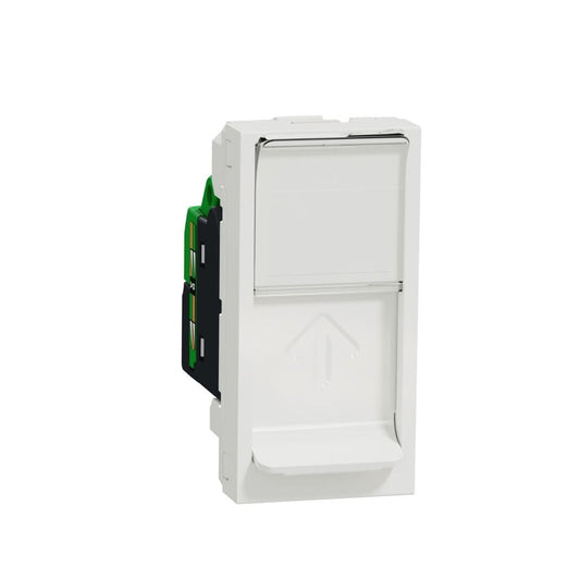 Schneider Electric NU341418 | New Unica Data socket, New Unica, mechanism, RJ45, U/UTP, straight, click, shuttered, whit