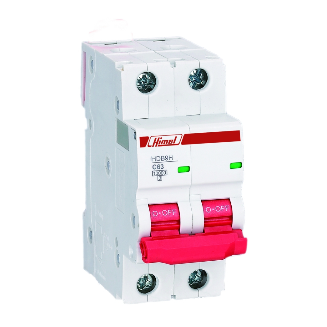 سلسلة قواطع MCB (MCB) Himel HDB9H | ثنائية الأقطاب، 10 كيلو أمبير، منحنى C، نطاق أحادي الطور عالي القدرة على القطع