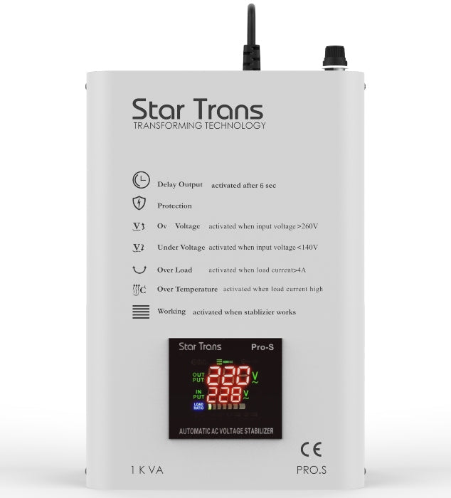 Star Trans PRO-S Servo استبليزر / مثبت جهد PRO-S-1PH-1KVA 1KVA فردي Phase