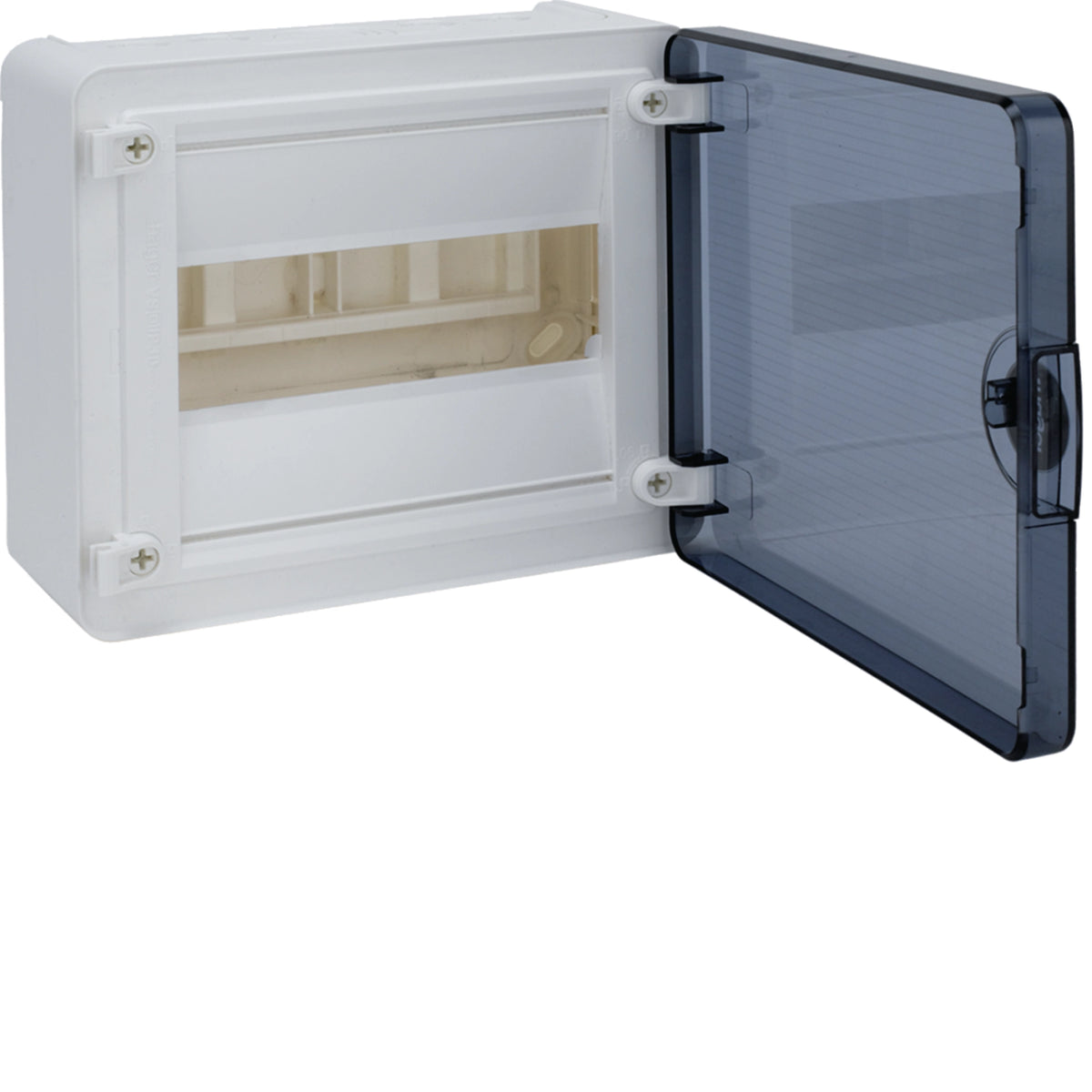Hager Golf VS surface-mounted plastic distribution board with transparent door