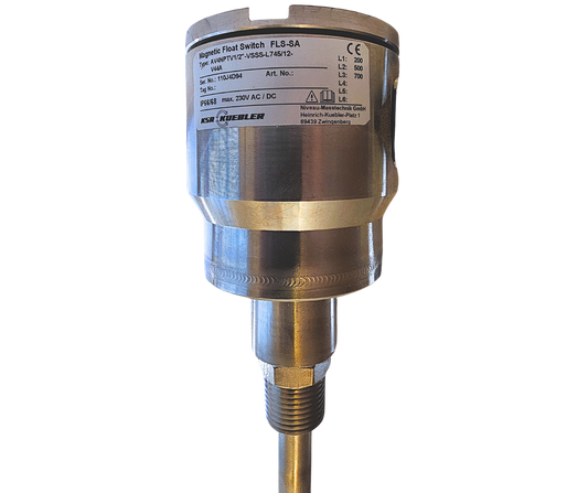 WIKA float switch FLS, standard level sensor with connection housing, stainless steel