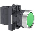 XA2EA31 round green push-button Ø22 by Spark, flush spring return, 1NO