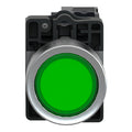 Schneider Electric XA2EW33M1 green flush illuminated push-button Ø22, 220V AC, 1NO