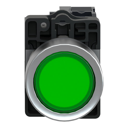 Schneider Electric XA2EW33M1 green flush illuminated push-button Ø22, 220V AC, 1NO
