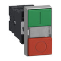 Schneider Harmony illuminated dual-button push button XA2, 22mm plastic, green I + red O, 220-230V AC, 1NO+1NC
