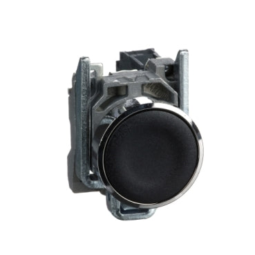 Schneider Electric XB4BA21 push button, metal, black, Ø22, 1 NO, flush mount, spring return