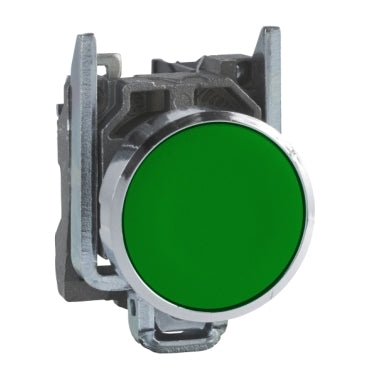 Schneider Electric XB4BA31 push button, metal flush mount, green Ø22, spring return, 1 NO