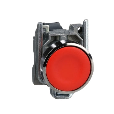 Schneider Electric XB4BA42 push button, metal, red, Ø22, spring return, 1NC