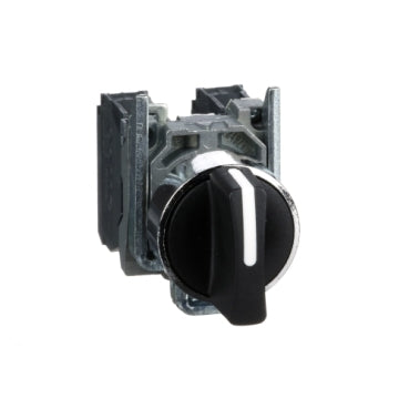 XB4BD33 مفتاح سيلكتور, معدن body, أسود knob, Ø22, 3 positions, stay put, شنايدر إلكتريك Schneider, 2 NO مفتوح