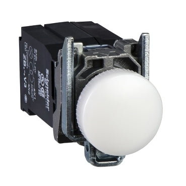 XB4BV41 white complete pilot light Ø22 lens BA9s bulb 230–240V by Schneider Electric
