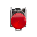 Schneider Electric XB4BV64 red metal pilot light, Ø22 plain lens, BA9s bulb, ≤250 V