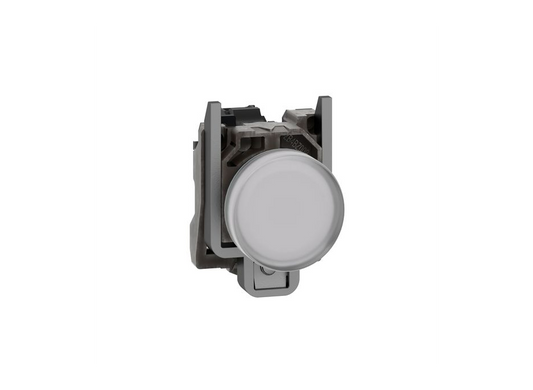 Schneider Electric XB4BVB1 pilot light, metal housing, white Ø22 plain lens with integral LED, 24 V AC/DC
