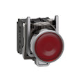 Spark XB4BW34M5 illuminated push button, metal flush mount, red, Ø22, 230-240 V AC, 1 NO + 1 NC