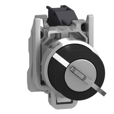 XB4BG21 key switch selector, metal housing, black knob, Ø22, 2-position, 1 NO, Schneider Electric