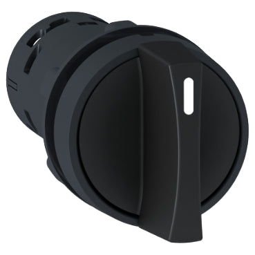 Spark XB7ND33 monolithic selector switch, black plastic, Ø22, 3-position, stay put, 2 NO