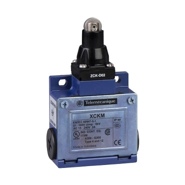 XCKM102 limit switch with steel roller plunger, blue Telemechanique XC Standard, 1NC+1NO, snap-action, Pg11