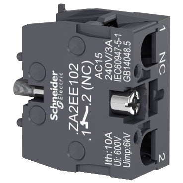 ZA2EE102 فردي بلوك كونتاكت / نقطة كونتاكت, رمادي, 1 NC مغلق لـ Ø22 head, شنايدر إلكتريك Schneider