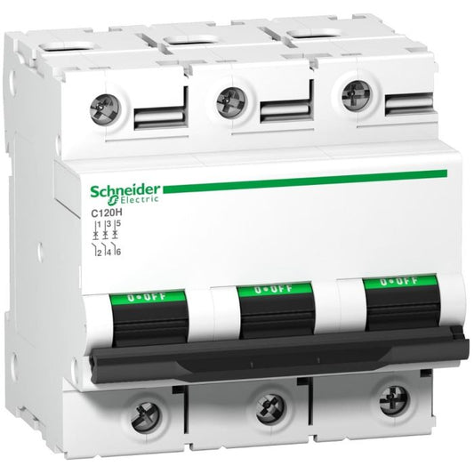 Schneider Electric A9N18470 Acti9 C120H MCB, 3P, 125A, C Curve, 15kA | Miniature Circuit Breaker