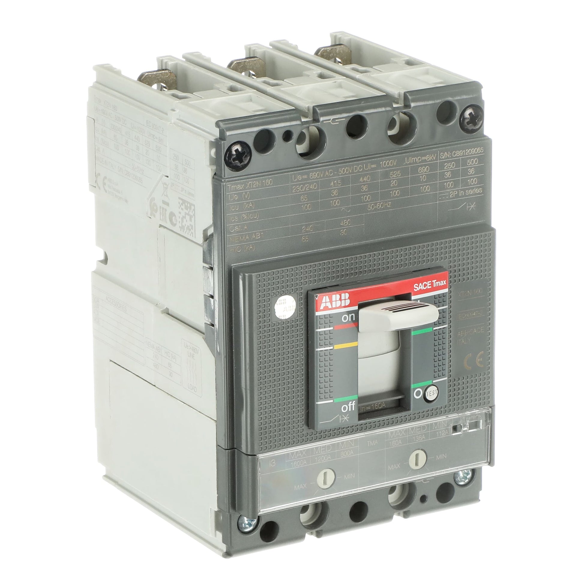 إيه بي بي ABB 1SDA067020R1 | XT2N 160 TMA 160-1600 3P 3 قطب F F Tmax XT قواطع MCCB اتوماتيك علبة مصبوبة | 160 أمبير, 3P 3 قطب, N breaking-capacity class (جهد-dependent) - إيه بي بي ABB part number 1SDA067020R1