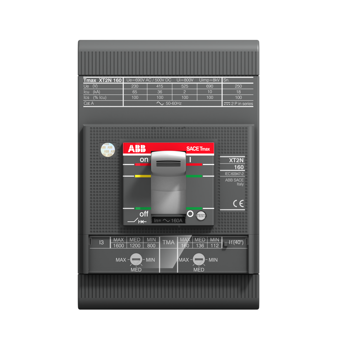 إيه بي بي ABB 1SDA067599R1 | XT2H 160 TMA 50-500 3P 3 قطب F F Tmax XT قواطع MCCB اتوماتيك علبة مصبوبة | 160 أمبير, 3P 3 قطب, H breaking-capacity class (جهد-dependent) - إيه بي بي ABB part number 1SDA067599R1