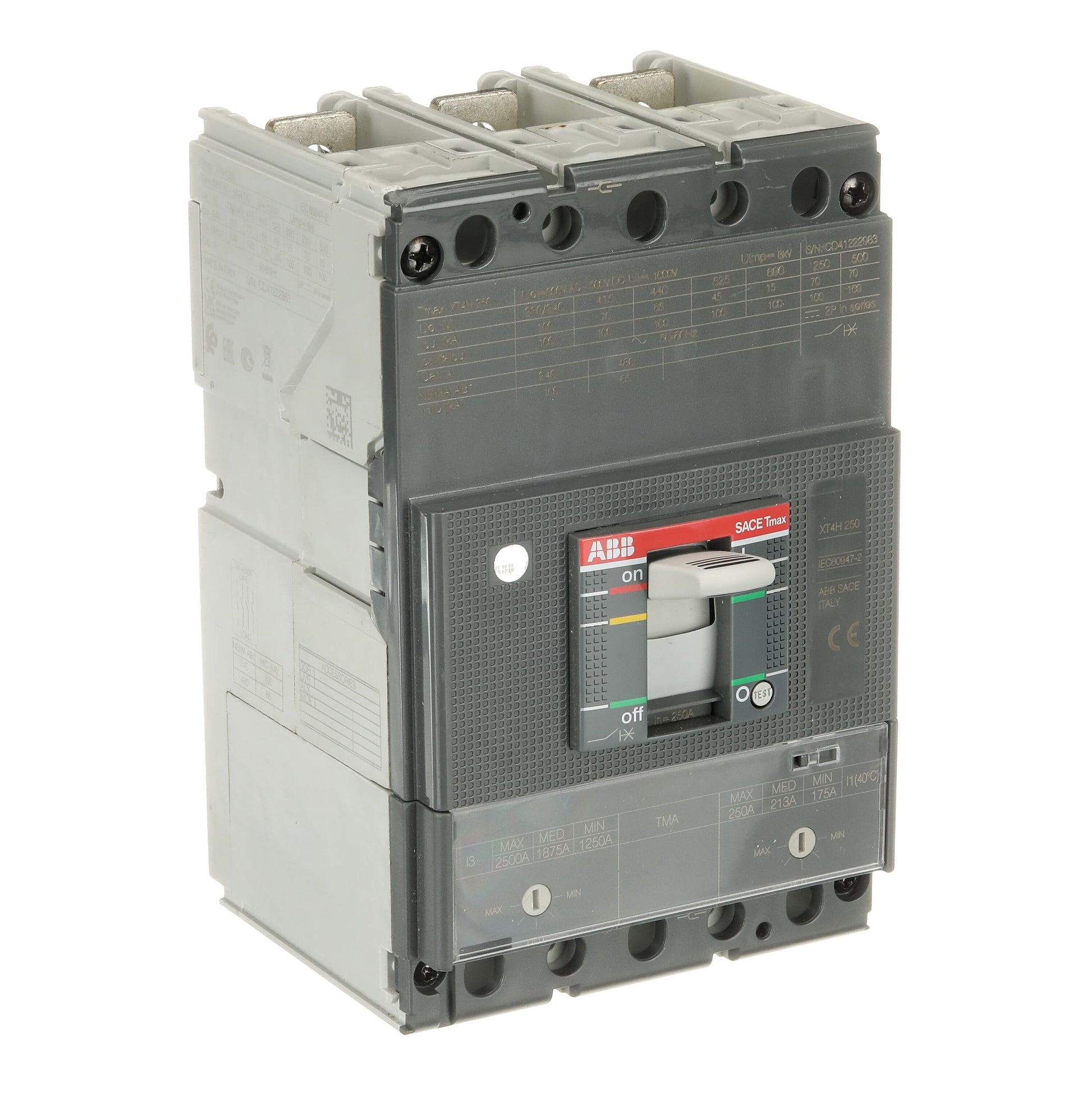 إيه بي بي ABB 1SDA068345R1 | XT4H 250 TMA 250-2500 3P 3 قطب F F Tmax XT قواطع MCCB اتوماتيك علبة مصبوبة | 250 أمبير, 3P 3 قطب, H breaking-capacity class (جهد-dependent) - إيه بي بي ABB part number 1SDA068345R1