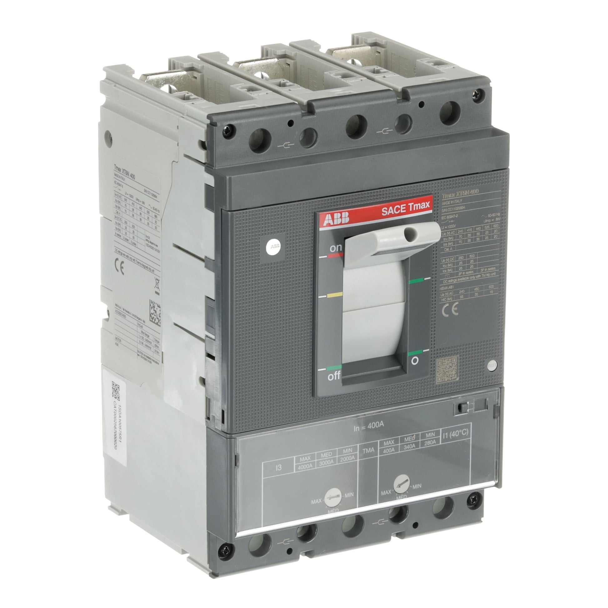إيه بي بي ABB 1SDA100345R1 | XT5N 400 TMA 400-4000 3P 3 قطب F F Tmax XT قواطع MCCB اتوماتيك علبة مصبوبة | 400 أمبير, 3P 3 قطب, N breaking-capacity class (جهد-dependent) - إيه بي بي ABB part number 1SDA100345R1
