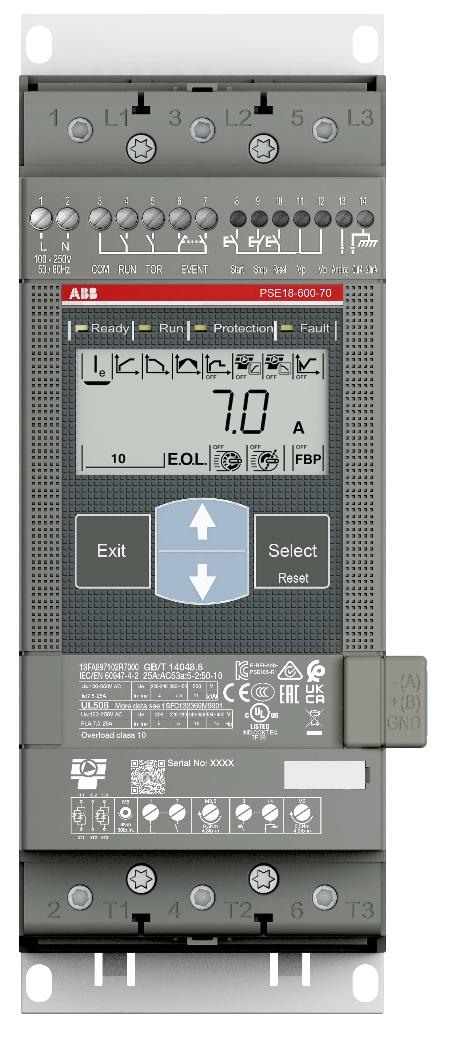 إيه بي بي ABB 1SFA897101R7000 | PSE18-600-70 سوفت ستارتر / بادئ تشغيل ناعم | 18 أمبير - إيه بي بي ABB part number 1SFA897101R7000