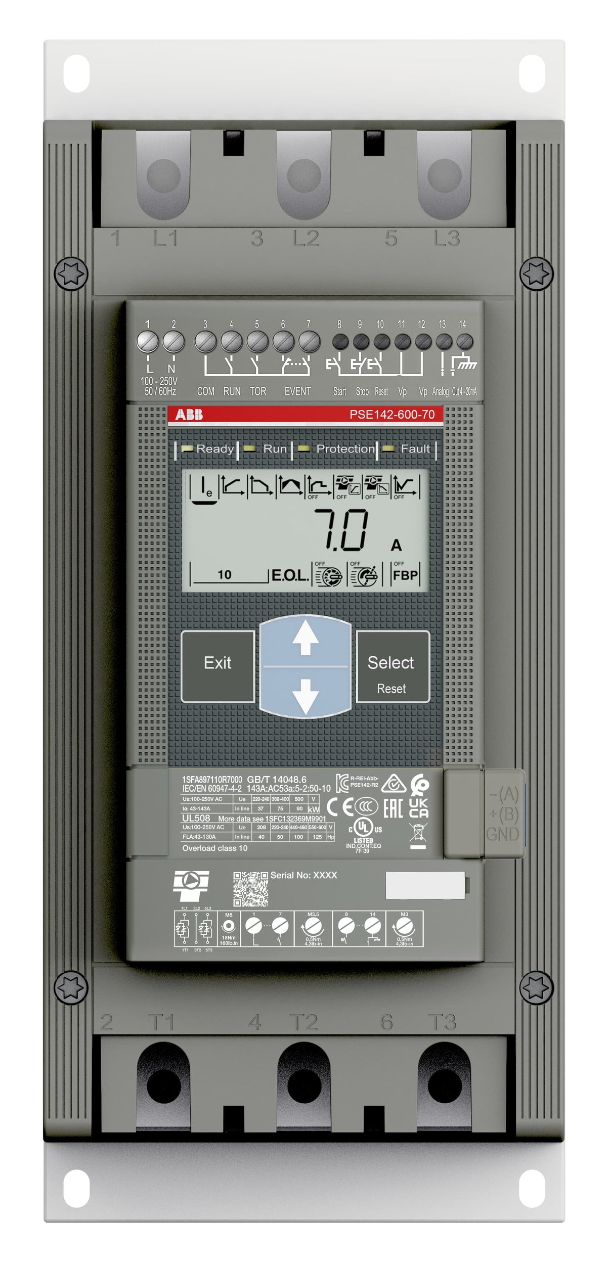 إيه بي بي ABB 1SFA897110R7000 | PSE142-600-70 سوفت ستارتر / بادئ تشغيل ناعم | 142 أمبير - إيه بي بي ABB part number 1SFA897110R7000