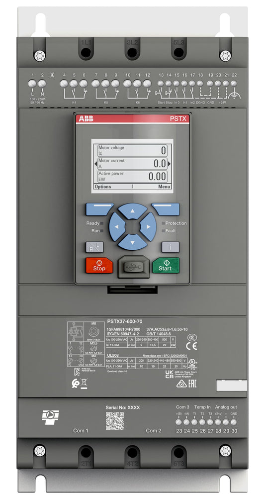 ABB 1SFA898104R7000 PSTX37-600-70 PSTX soft starter 37A 18.5 kW 208-600V motor starter