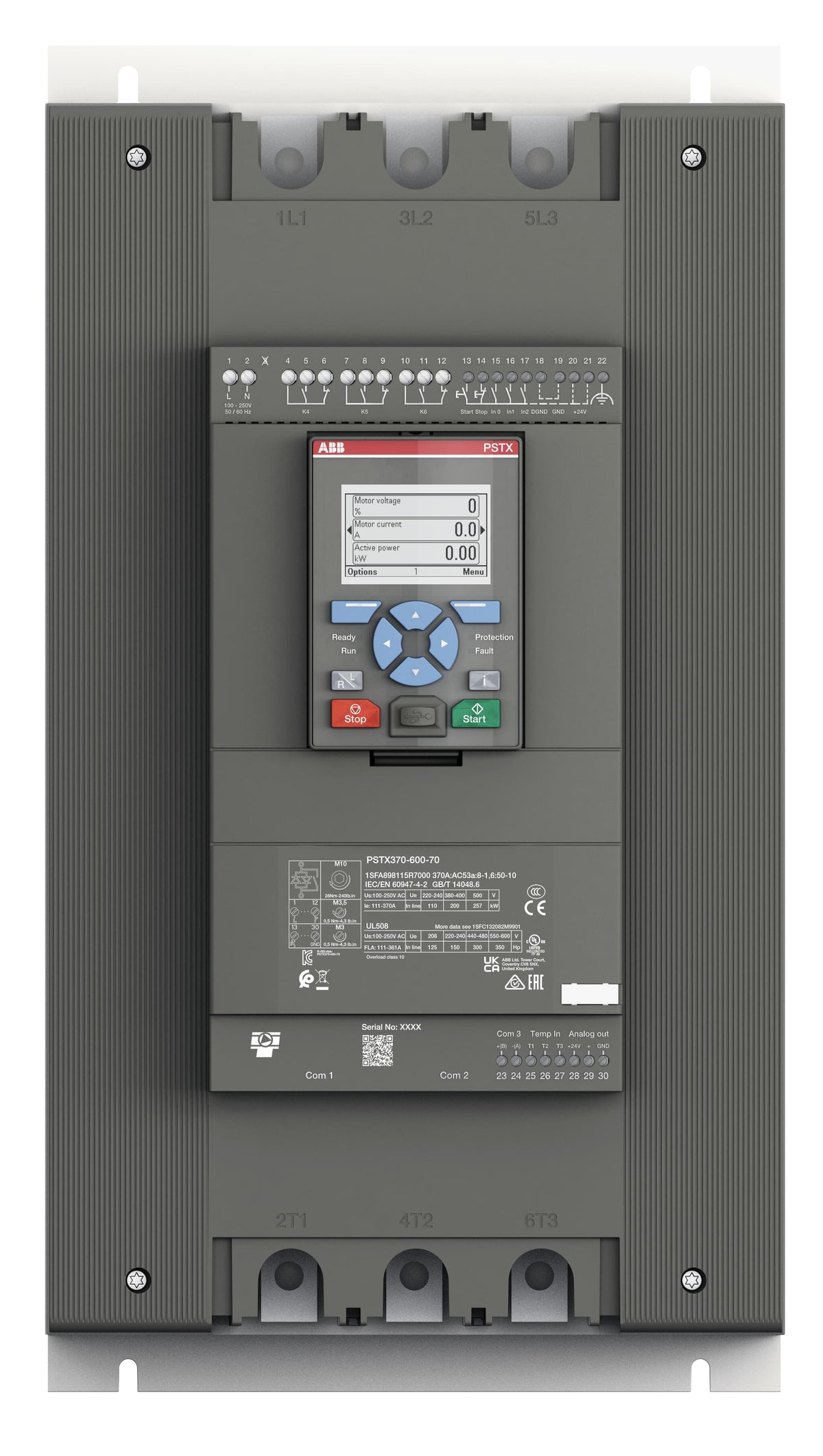 ABB 1SFA898115R7000 PSTX370-600-70 PSTX soft starter 370A 200 kW 208-600V motor starter
