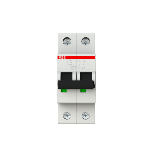 ABB 2CDS252001R0104 | S202-C10 Miniature Circuit Breakers | 10 A, 2P, 6 kA (inferred from family), C - ABB part number 2CDS252001R0104