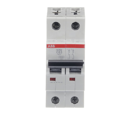 إيه بي بي ABB 2CDS252001R0634 | S202-C63 قواطع MCB أوتوماتيك | 63 أمبير, 2P 2 قطب, 6kA قدرة قطع (inferred من family), C - إيه بي بي ABB part number 2CDS252001R0634