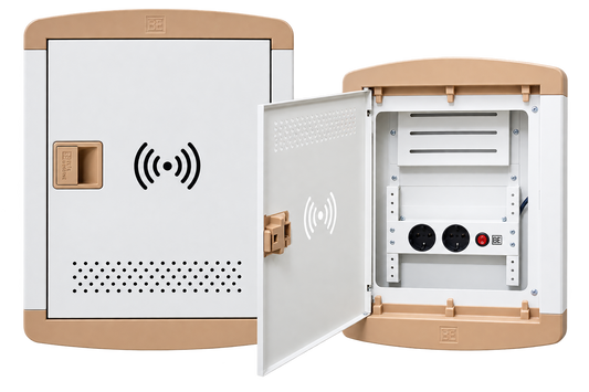 Beta Electric flush-mounted steel communication enclosure for light-current, network and multimedia systems
