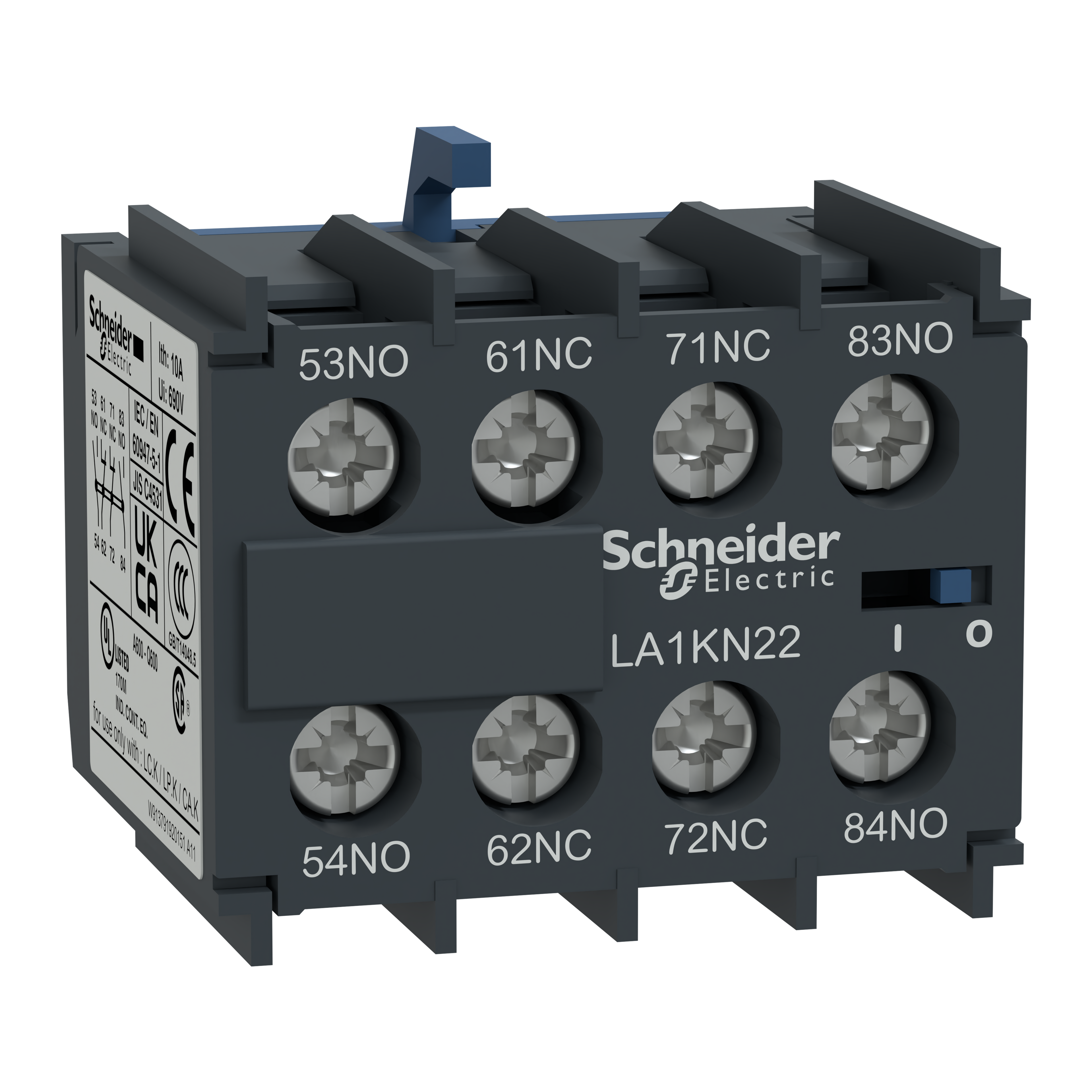 Schneider Electric LA1KN22 TeSys K Auxiliary contact block, TeSys K, 2NO + 2NC, screw terminals | Default Title | Default Title