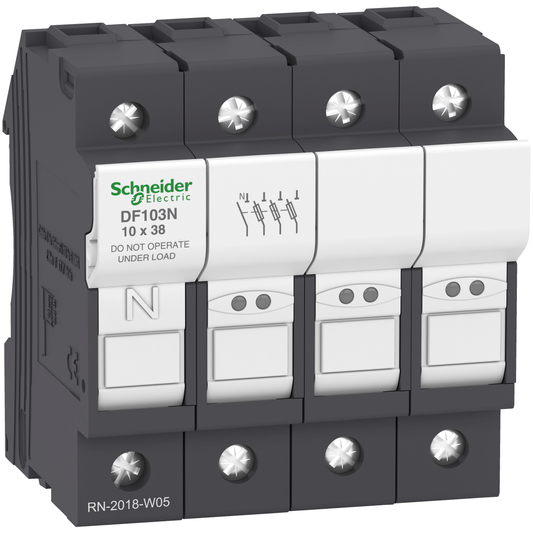 Schneider Electric DF103N Fuse carrier, TeSys DF, 3P+N, 32A, 690VAC, fuse size 10x38mm | Default Title | Default Title