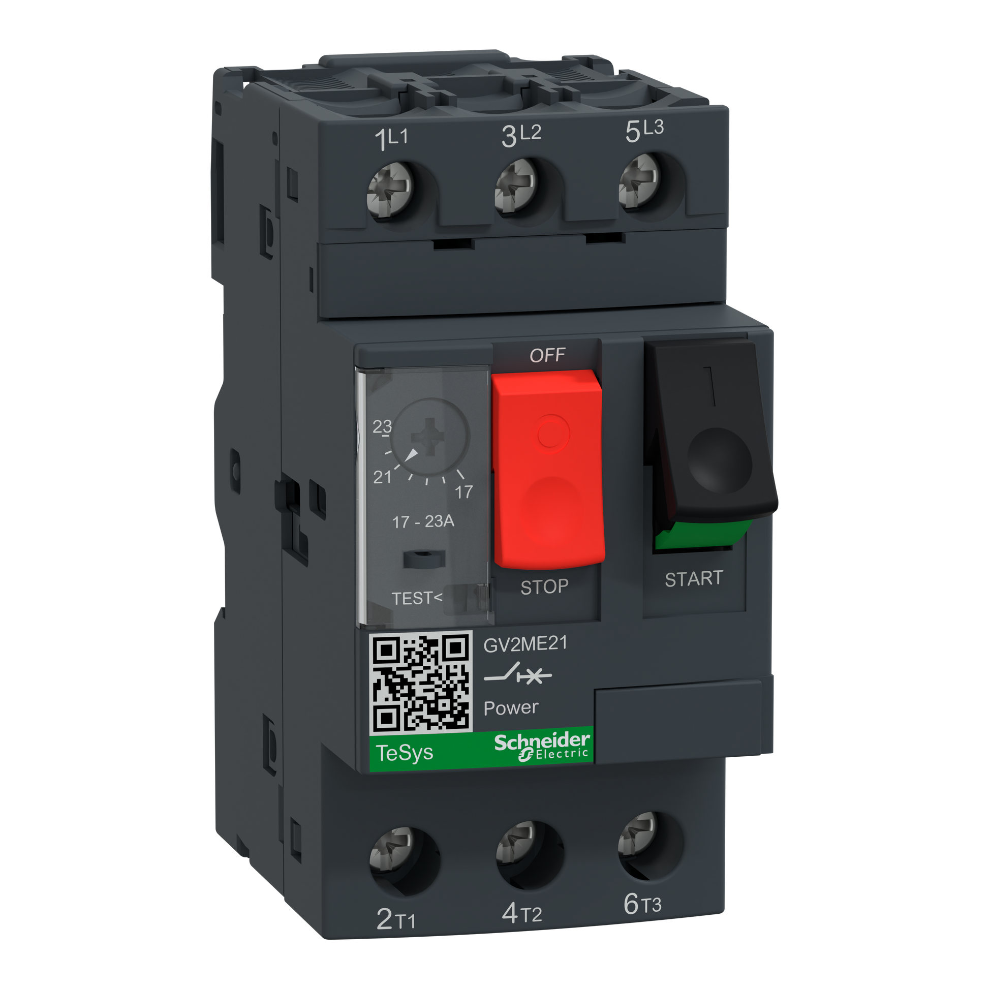 Schneider Electric GV2ME21 TeSys GV2 Motor Circuit Breaker 3P 17-23A Thermal-Magnetic