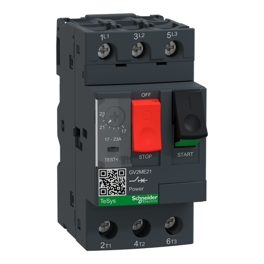 Schneider Electric GV2ME21 TeSys GV2 Motor Circuit Breaker 3P 17-23A Thermal-Magnetic