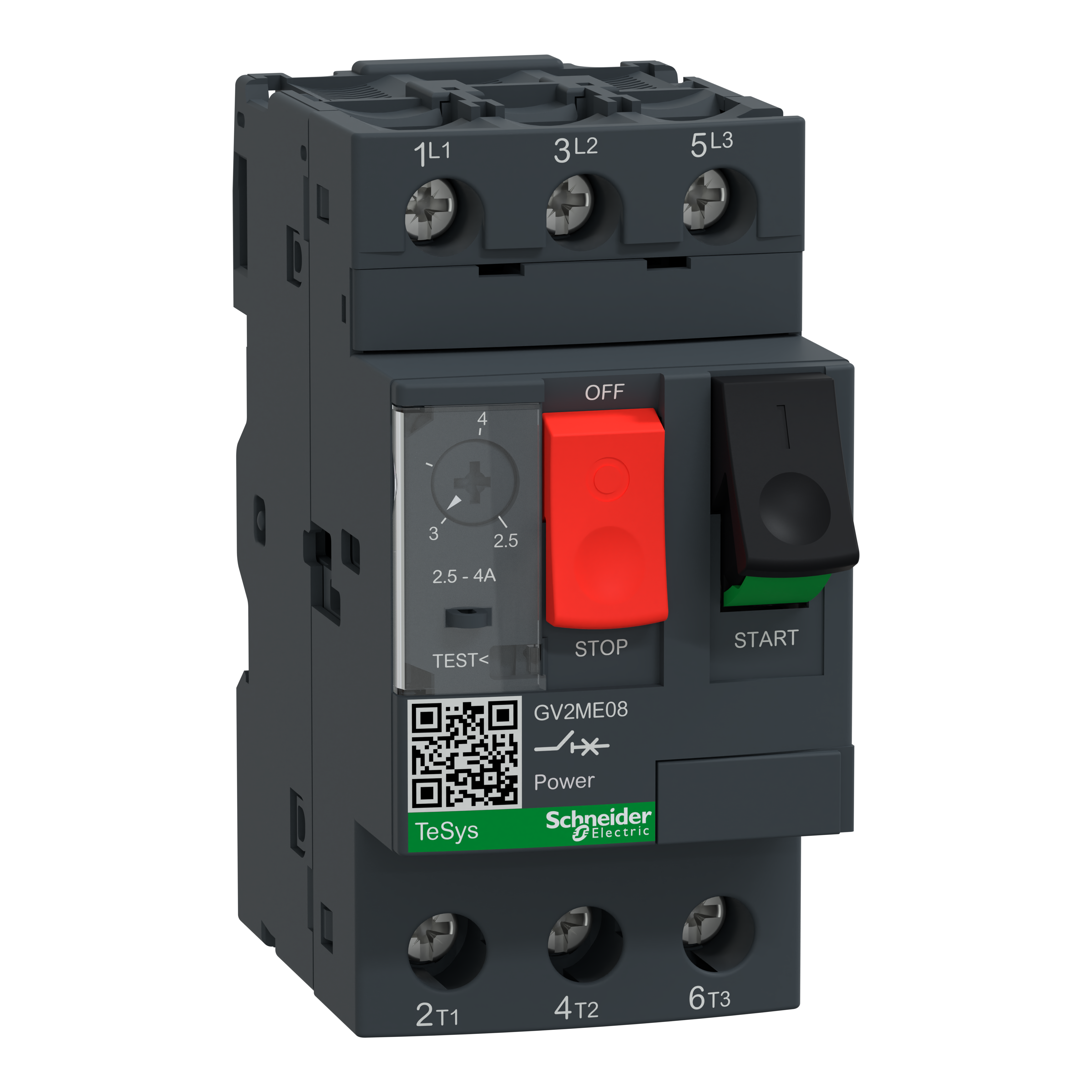 Schneider Electric GV2ME08 TeSys GV2 Motor Circuit Breaker 3P 2.5-4A Thermal-Magnetic