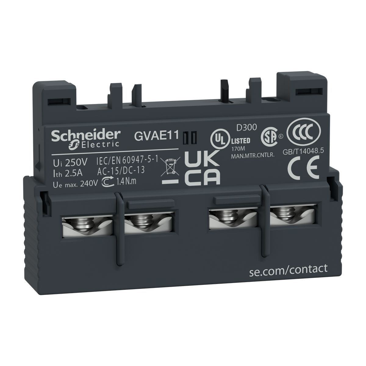 شنايدر إلكتريك Schneider GVAE11 TeSys GV2/GV3 كونتاكت مساعد / نقطة مساعدة 1 NO مفتوح + 1 NC مغلق