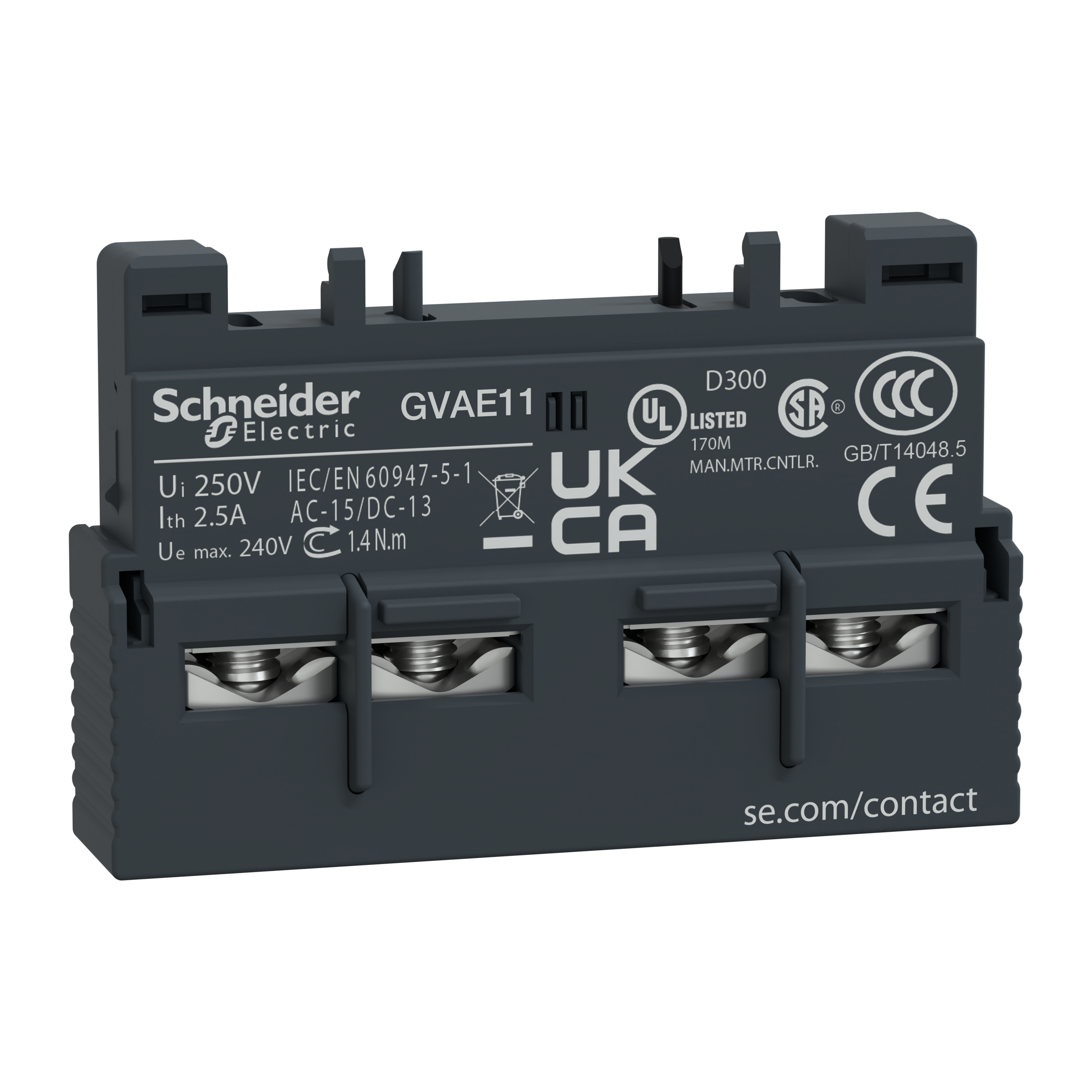 Schneider Electric GVAE11 TeSys GV2/GV3 Auxiliary Contact 1 NO + 1 NC