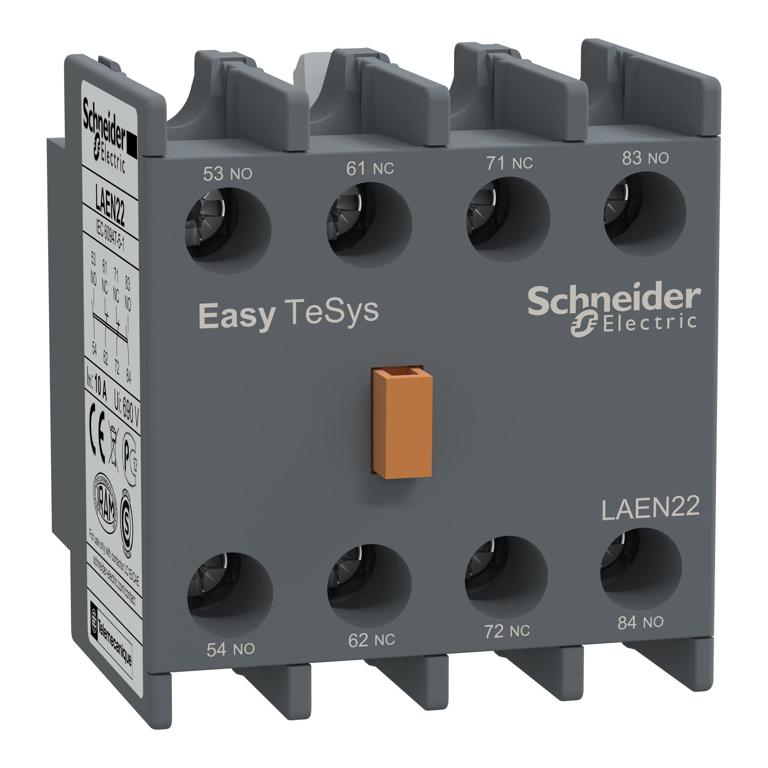 Schneider Electric LAEN22 Easy TeSys Auxiliary Contact Block 2NO+2NC for LC1E/CAE