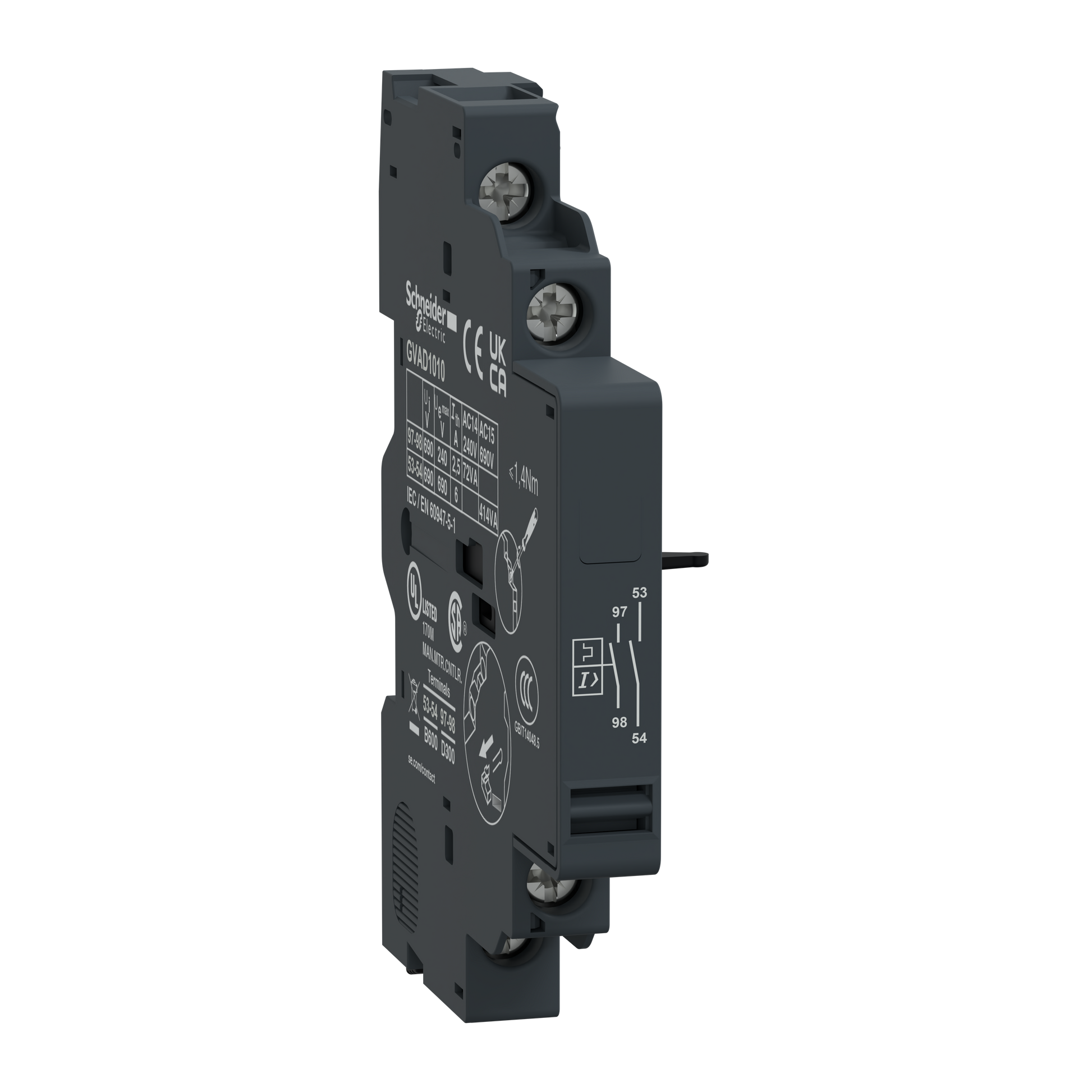 شنايدر إلكتريك Schneider GVAD1010 TeSys GV2/GV3 كونتاكت مساعد / نقطة مساعدة 1 NO مفتوح
